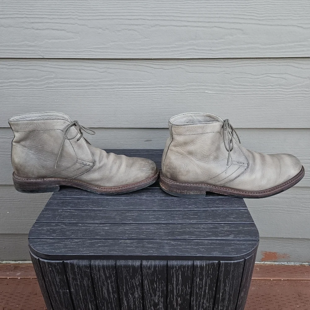 Frye Murray Chukka Boots Taupe Gray Green Lace Up Short Boots Casual Men's 10
